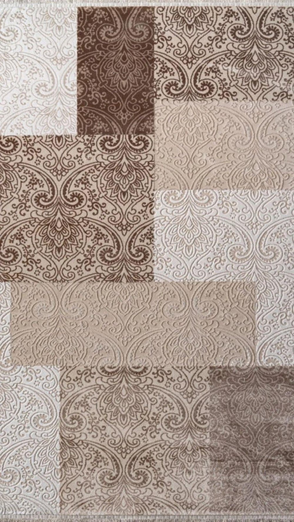 By Özer Halı Kahve Renk Etnik Desenli Saray Halı Crystal CR04B Salon Halısı