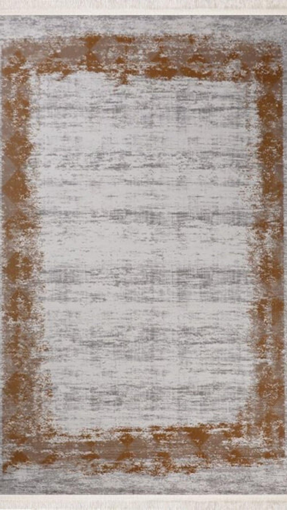 By Özer Halı Kırık Beyaz Renk Hardal Bordürlü Modern Stil Nexus Halı Elva 3506 Salon Halısı