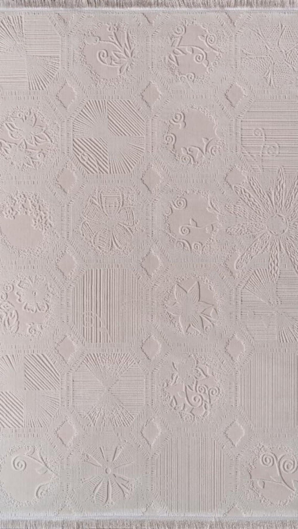 By Özer Halı Kırık Beyaz Renk Krem Desenli Modern Saray Halı Victoria VI07A Salon Halısı