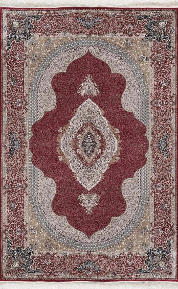 By Özer Halı Kırmızı Renk Bordürlü Klasik Stil Alhambra AH11A Salon Halısı