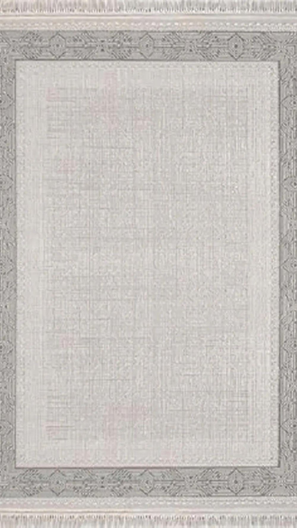 By Özer Halı Koyu Gri Renk Gri Bordürlü Modern Stil Flora Halı Ayşıl 6846D Salon Halısı
