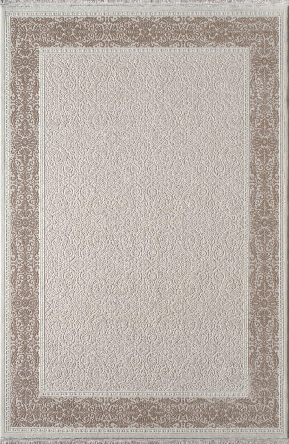 By Özer Halı Krem Bej Renk Bordürlü Klasik Stil Artemis Halı Anetta 03318D Salon Halısı