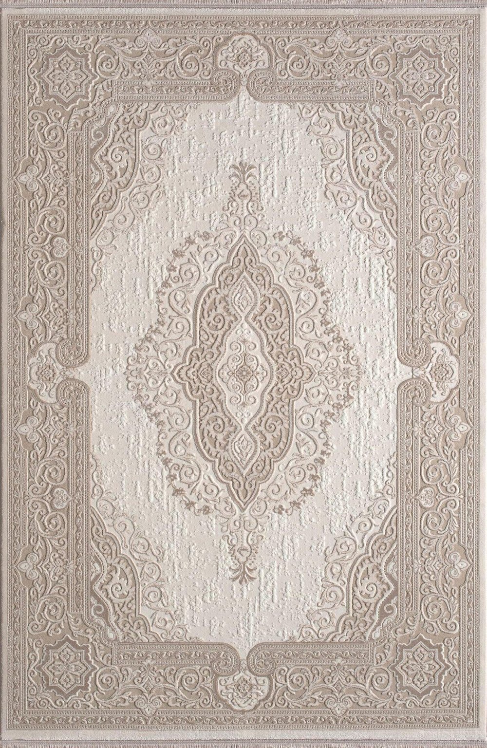 By Özer Halı Krem Bej Renk Bordürlü Klasik Stil Artemis Halı Anetta 03322A Salon Halısı