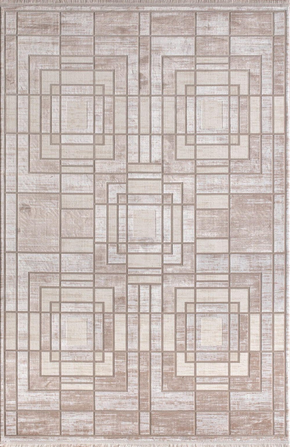 By Özer Halı Krem Bej Renk Geometrik Şekilli Modern Stil Artemis Halı Emma 09763A Salon Halısı