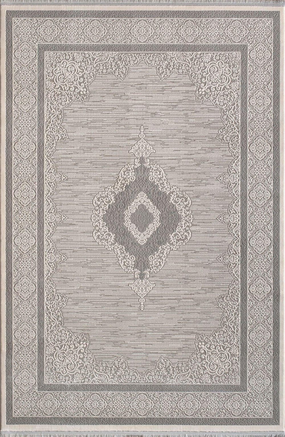 By Özer Halı Krem Gri Renk Bordürlü Klasik Stil Artemis Halı Anetta 03319G Salon Halısı