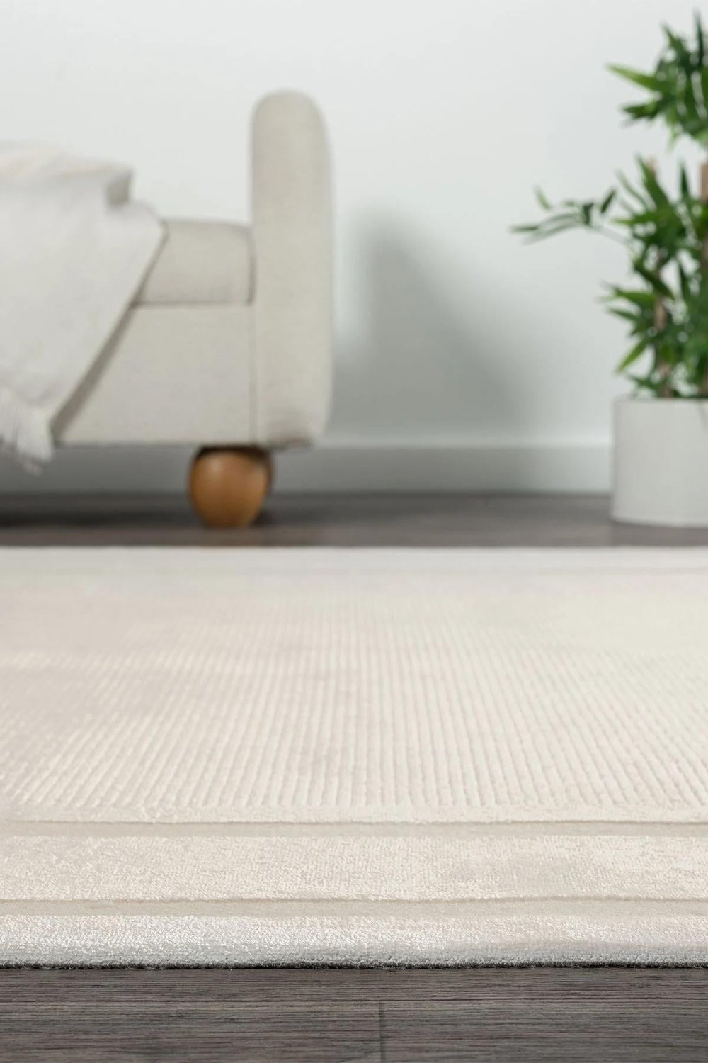 By Özer Halı Krem Renk Bej Bordürlü Modern Stil Koza Halı Lara A0251A Salon Halısı