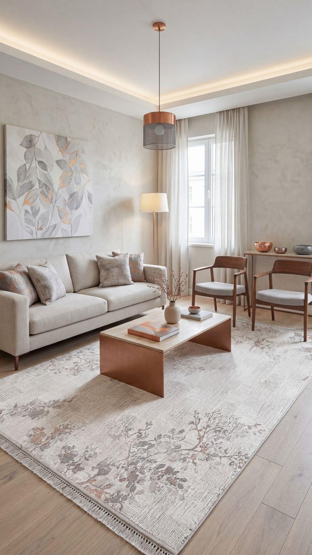 By Özer Halı Krem Renk Bordo Desenli Modern Stil Artemis Artex 02506C Salon Halısı
