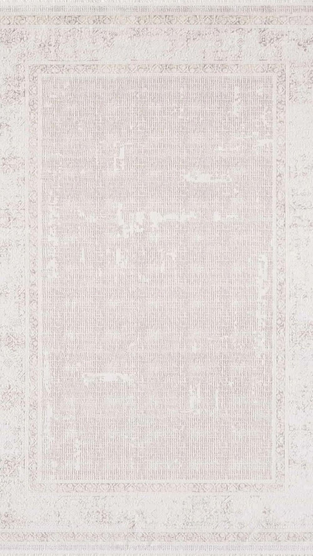 By Özer Halı Krem Renk Bordürlü Modern Stil Majolika Halı Anemone AN21A Salon Halısı