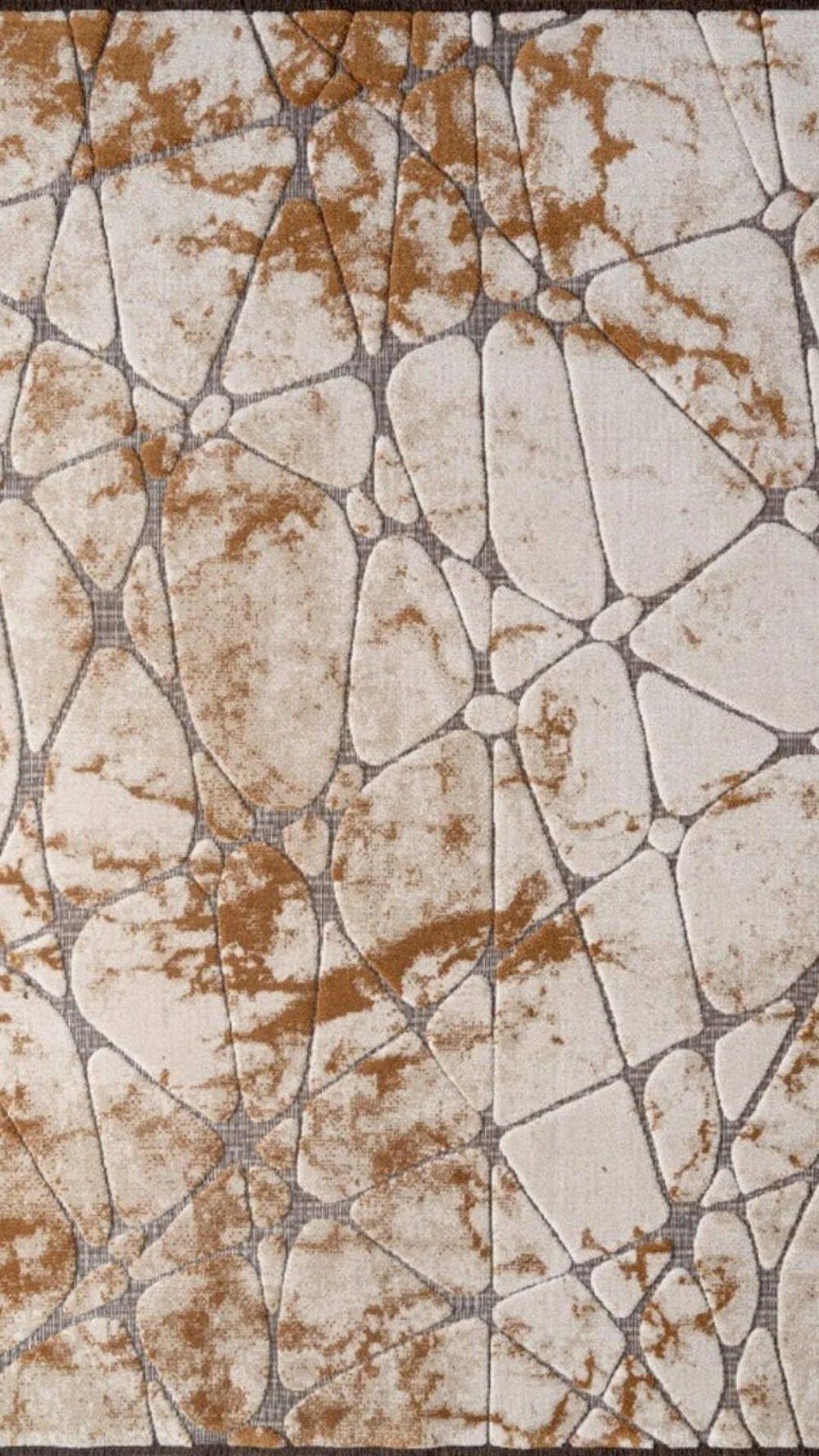 By Özer Halı Krem Renk Gold Detaylı Modern Saray Halı Pena PN05B Salon Halısı