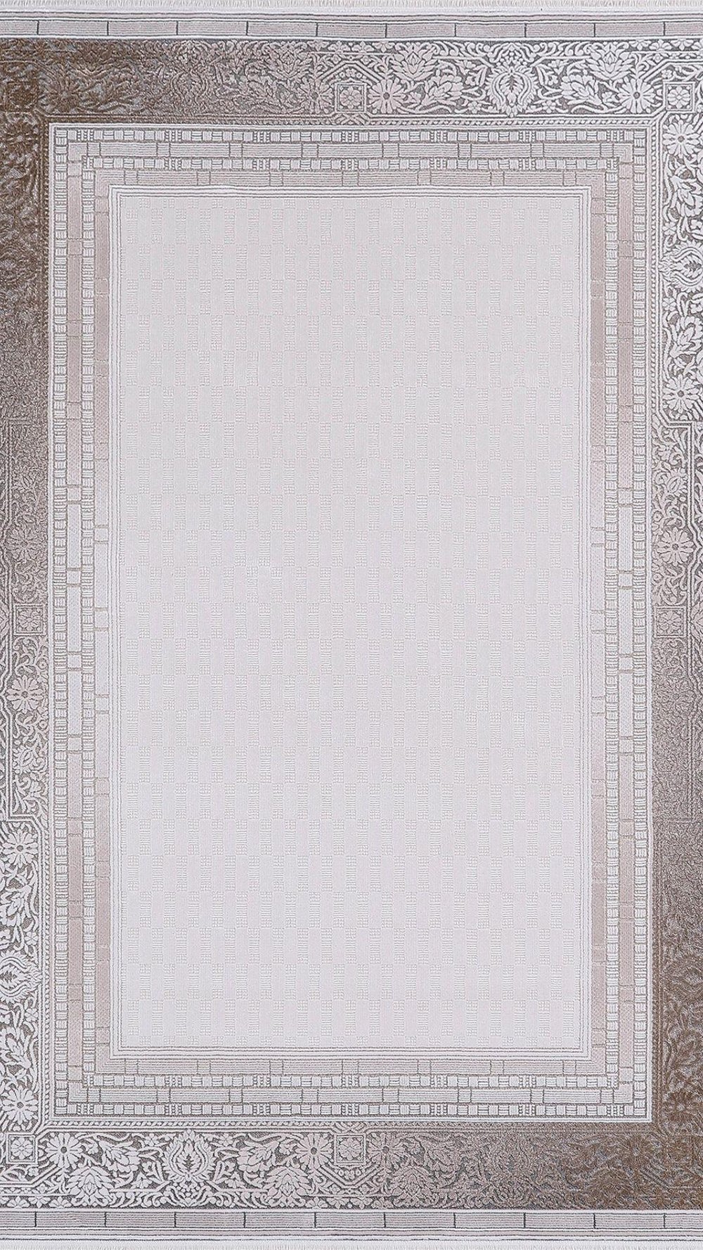By Özer Halı Krem Renk Kahve Bordürlü Modern Empera Halı Raymond Plus Creuse Salon Halısı