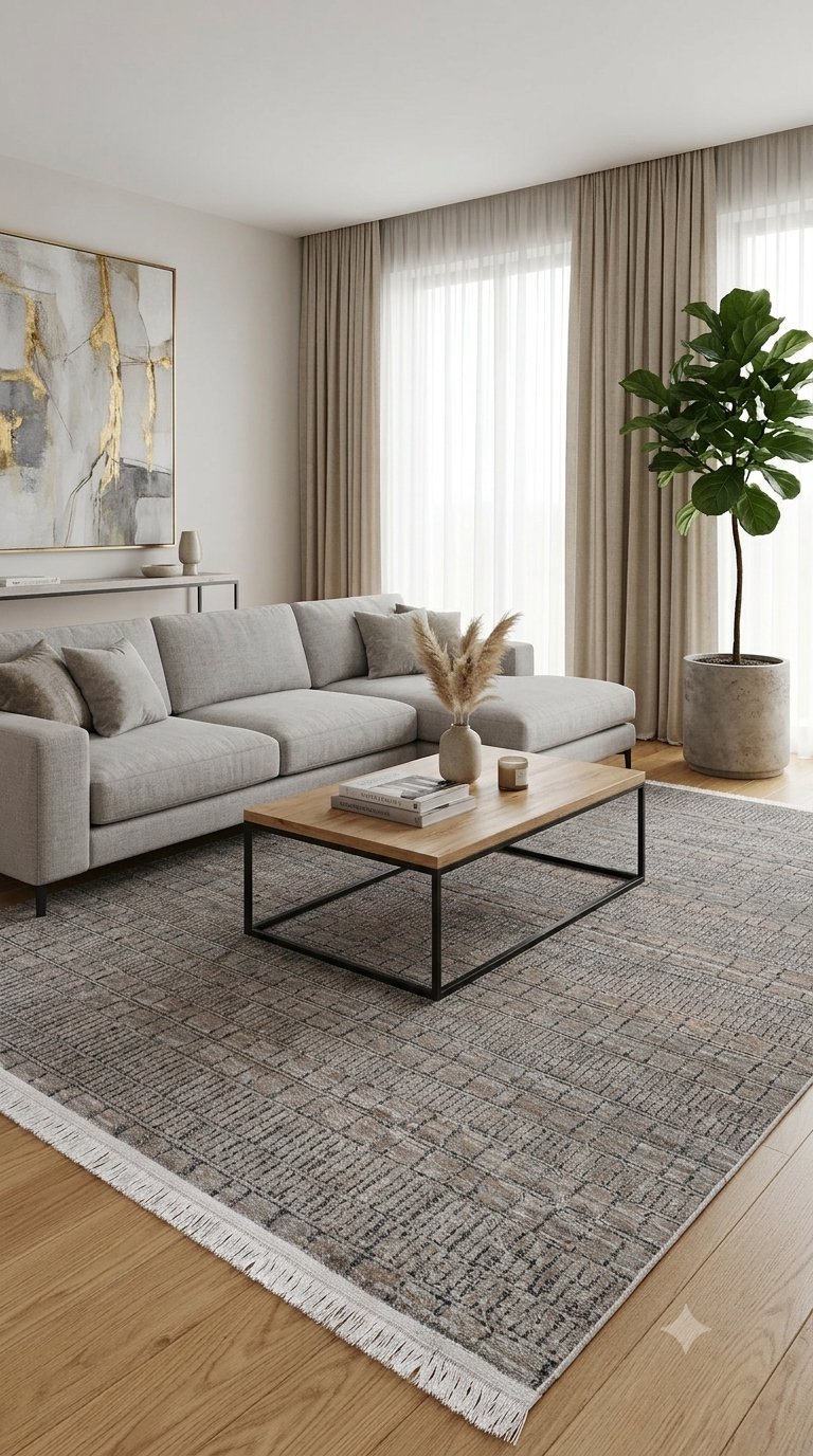 By Özer Halı Modern Tarz Kahve Gri Renk Empera Nova 6840 Felice Salon Halısı