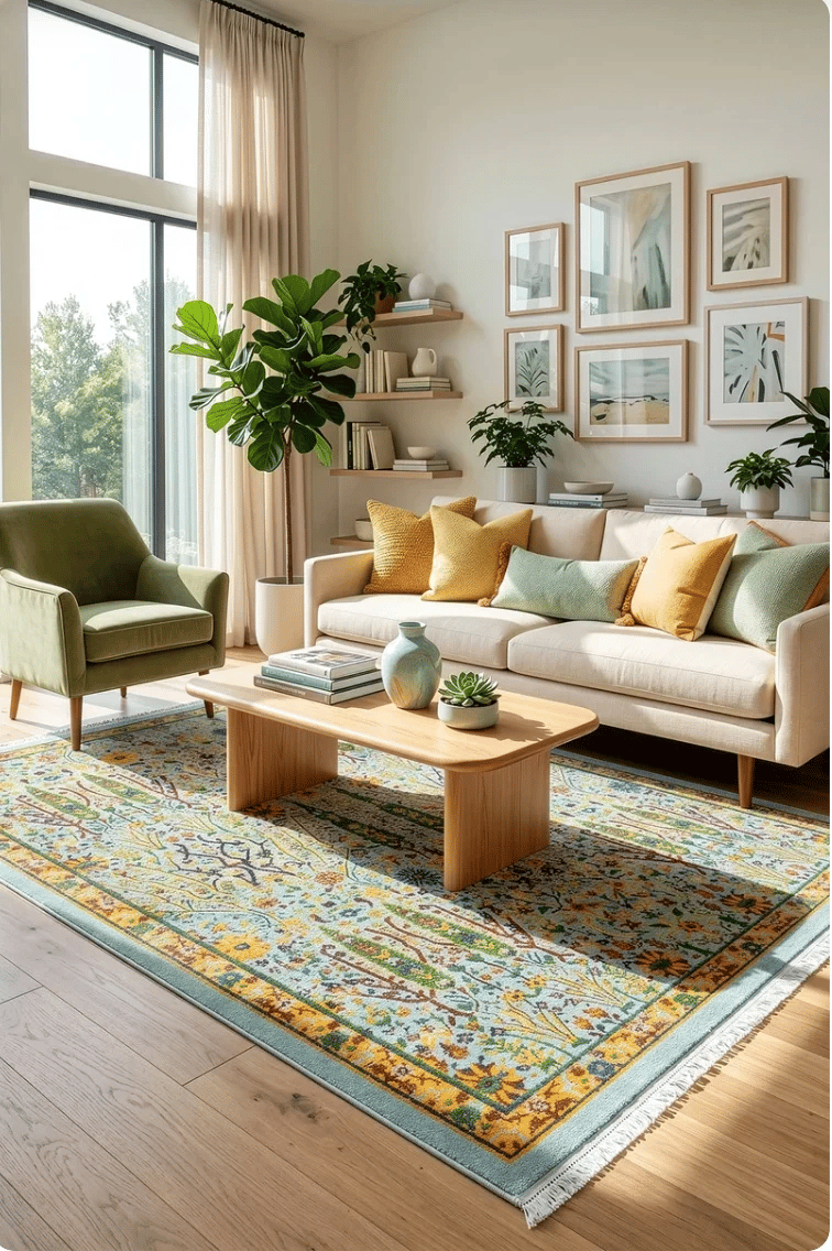 By Özer Halı Otantik Desenli Çok Renkli Koza Halı Pop 25603B Salon Halısı