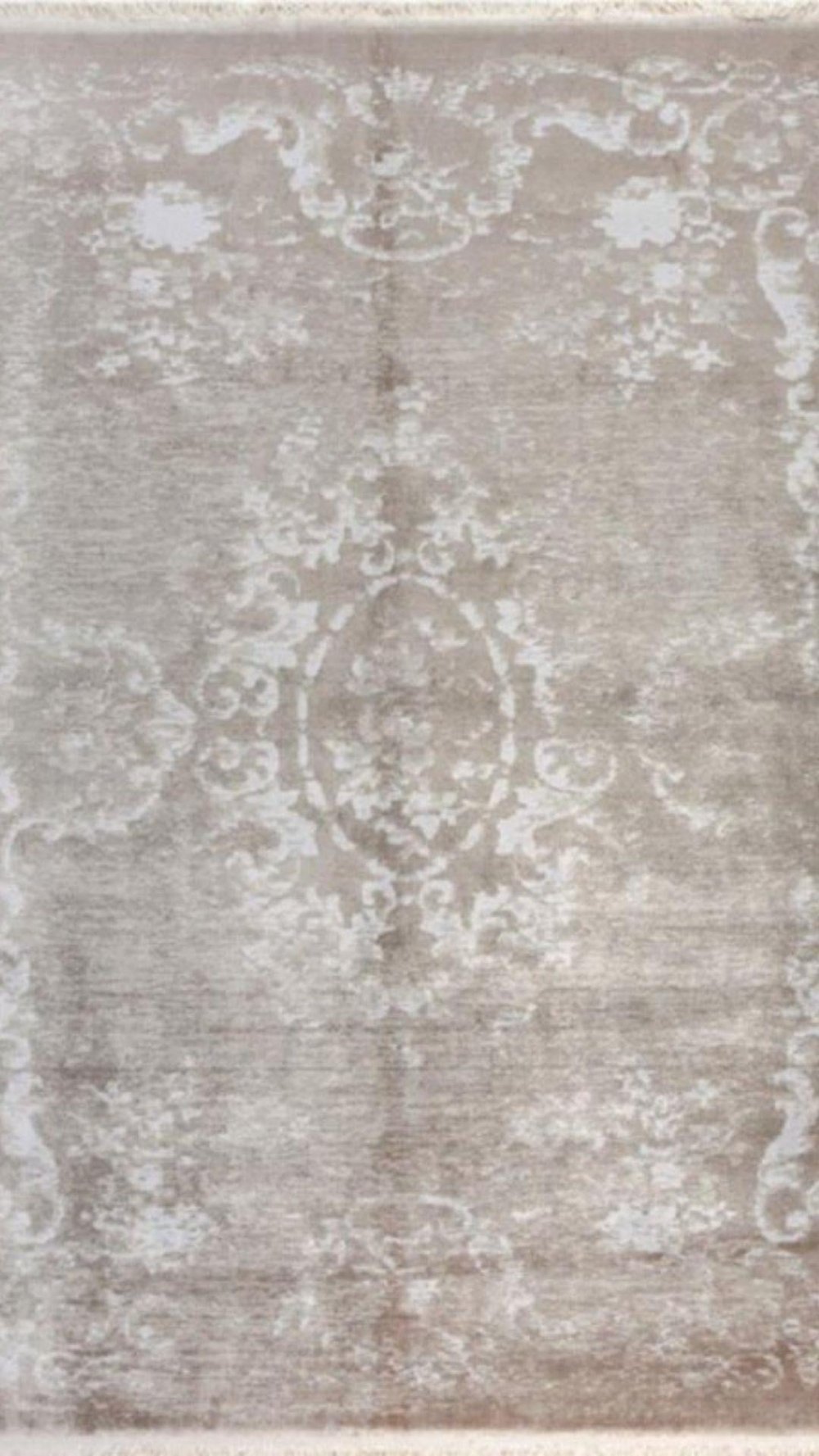 By Özer Halı Toprak Renk Krem Desenli Klasik Stil Yünser Halı Bambos HDX01 Salon Halısı