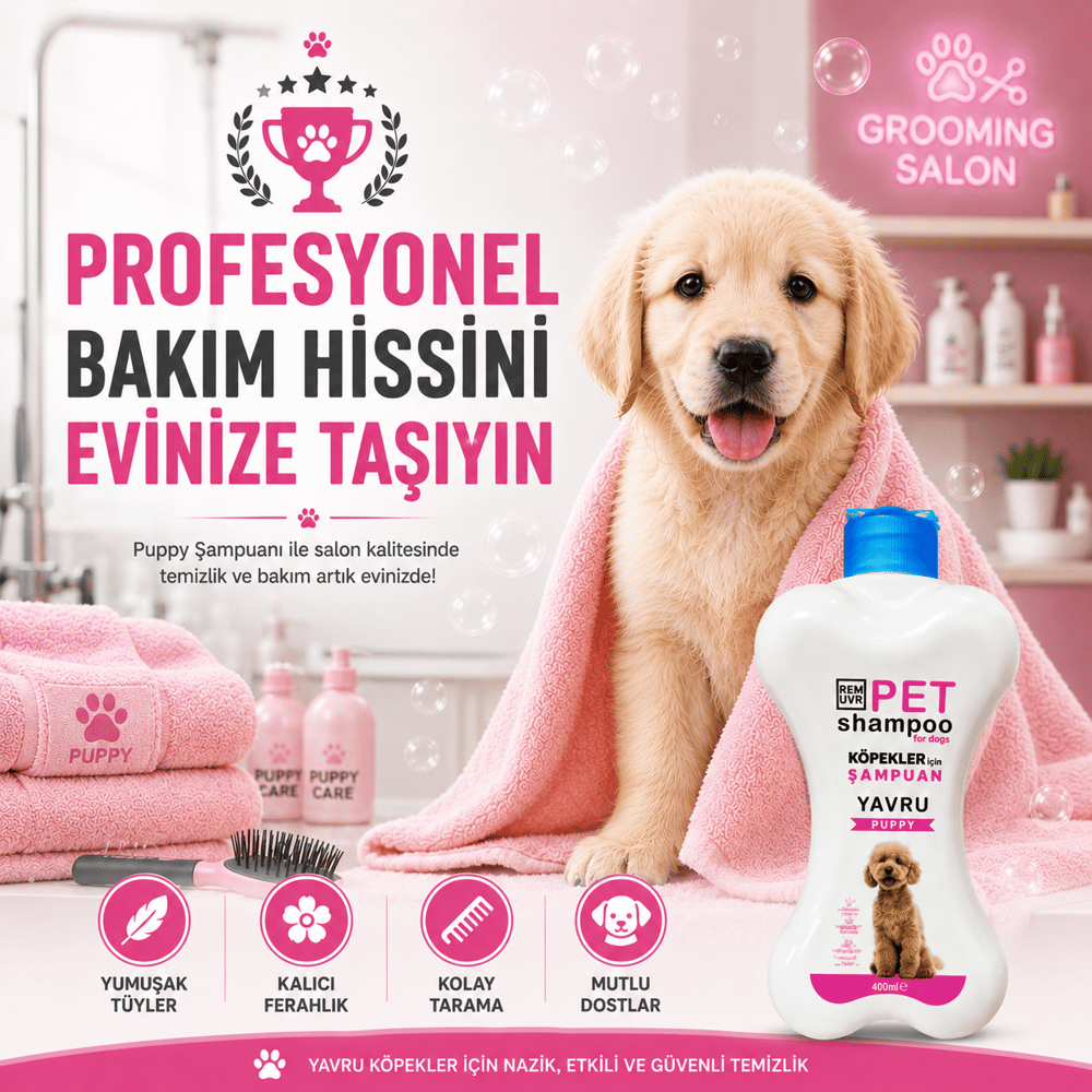  Puppy Yavru Köpek Şampuanı 400 ml | Hassas Ciltler İçin Nazik Temizlik | Parlak ve Yumuşak Tüy Etkisi