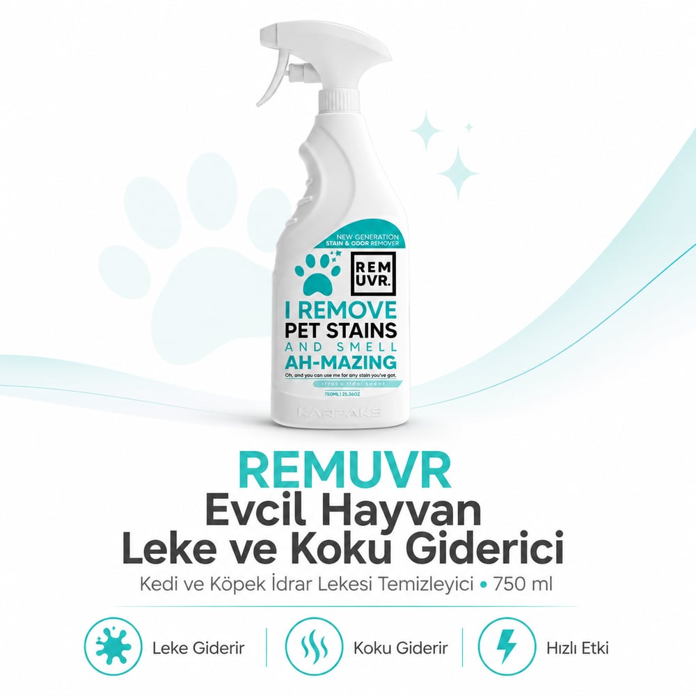 Evcil Hayvan Leke ve Koku Giderici Sprey 750 ml Kedi Köpek İdrar Lekesi Temizleyici