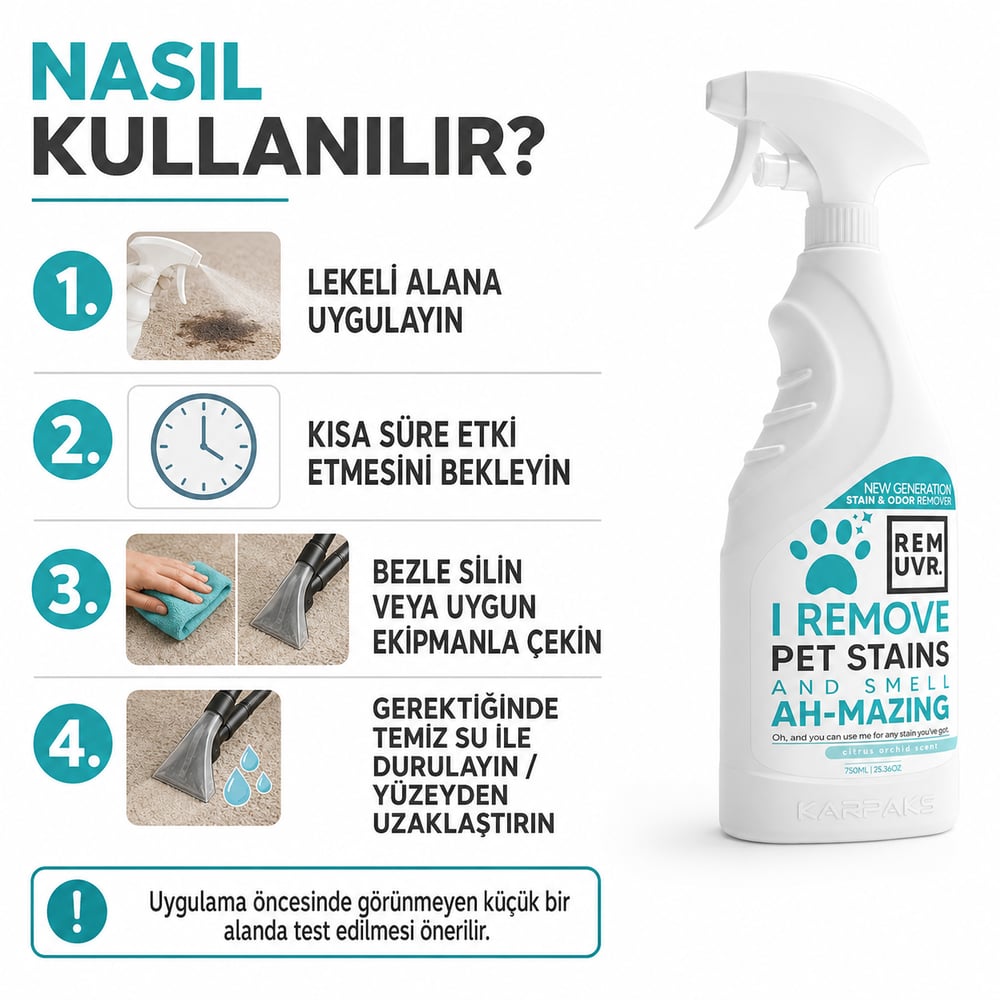 Evcil Hayvan Leke ve Koku Giderici Sprey 750 ml Kedi Köpek İdrar Lekesi Temizleyici