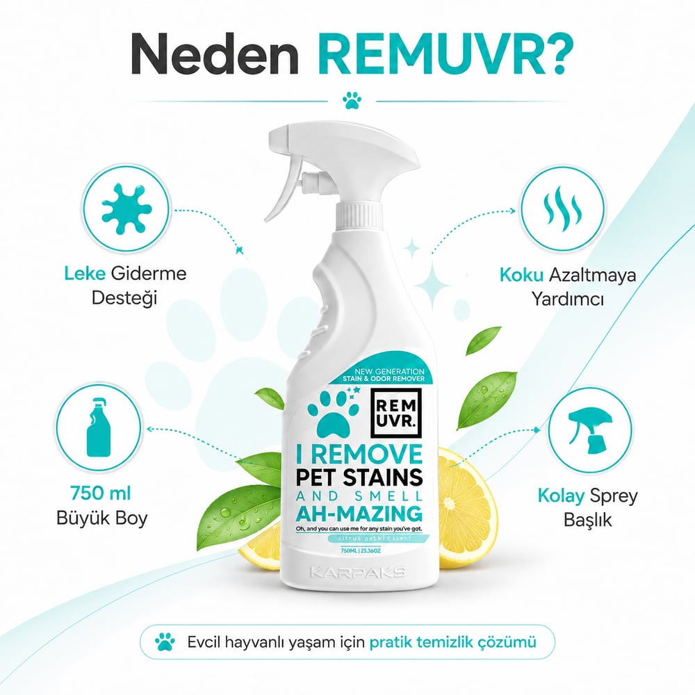 Evcil Hayvan Leke ve Koku Giderici Sprey 750 ml Kedi Köpek İdrar Lekesi Temizleyici
