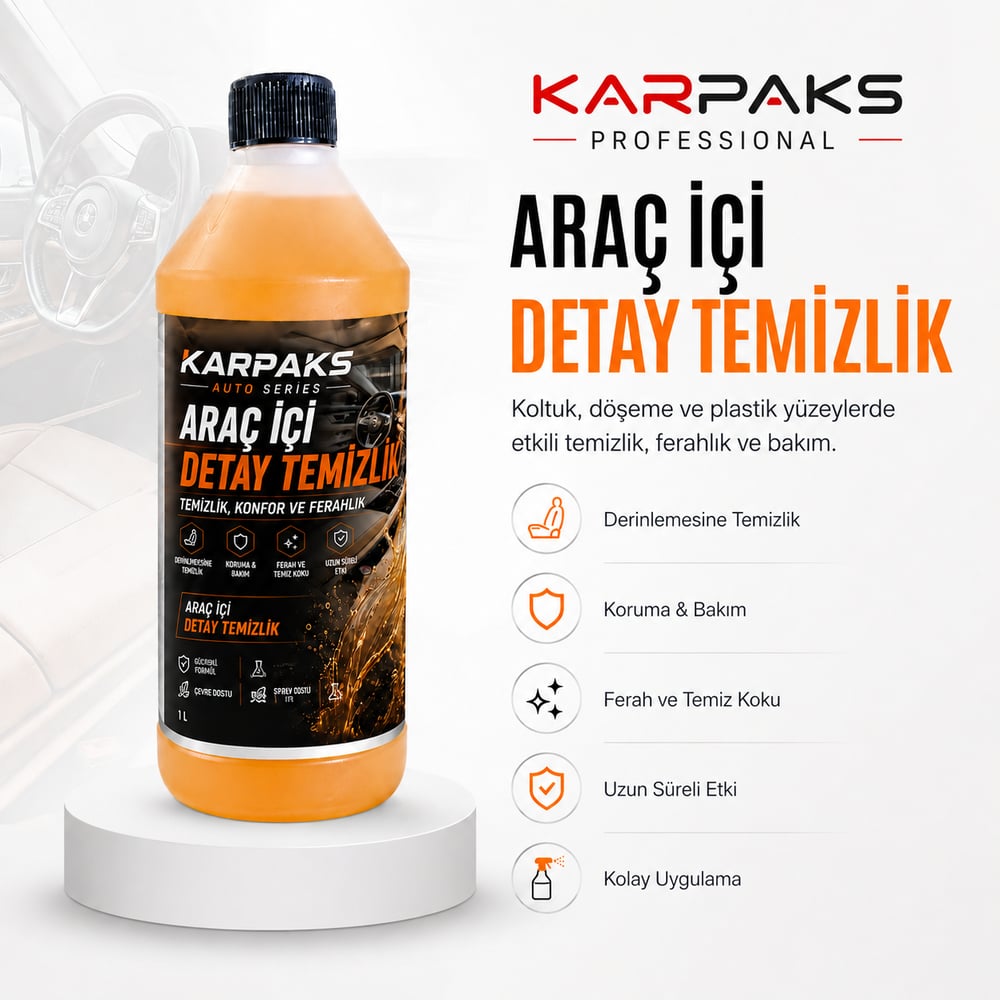KARPAKS Auto Series Araç İçi Detay Temizleyici 1 LT | Koltuk Döşeme Plastik Temizleyici