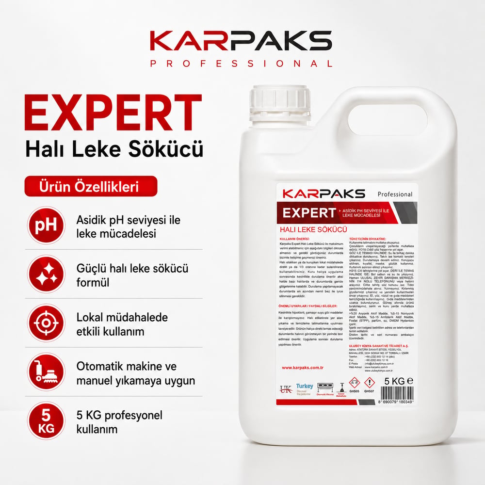 Karpaks Expert Profesyonel Halı Leke Sökücü 5 KG – Güçlü Lokal Leke Temizleyici