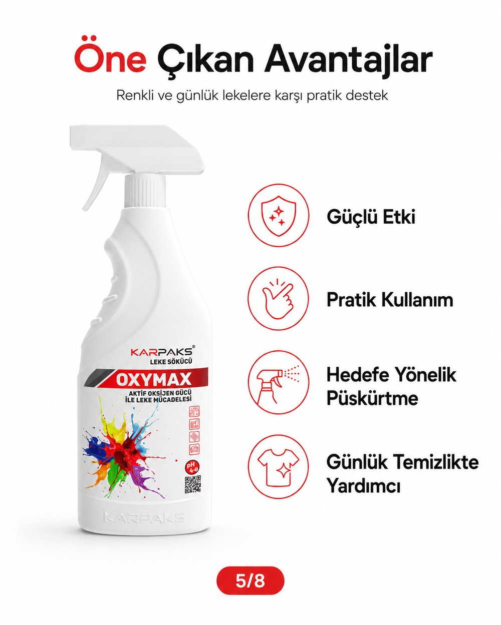 Karpaks Oxymax Leke Sökücü Sprey 750 ml Aktif Oksijen Gücü Halı Koltuk Kumaş Araç İçi Döşeme Temizleyici