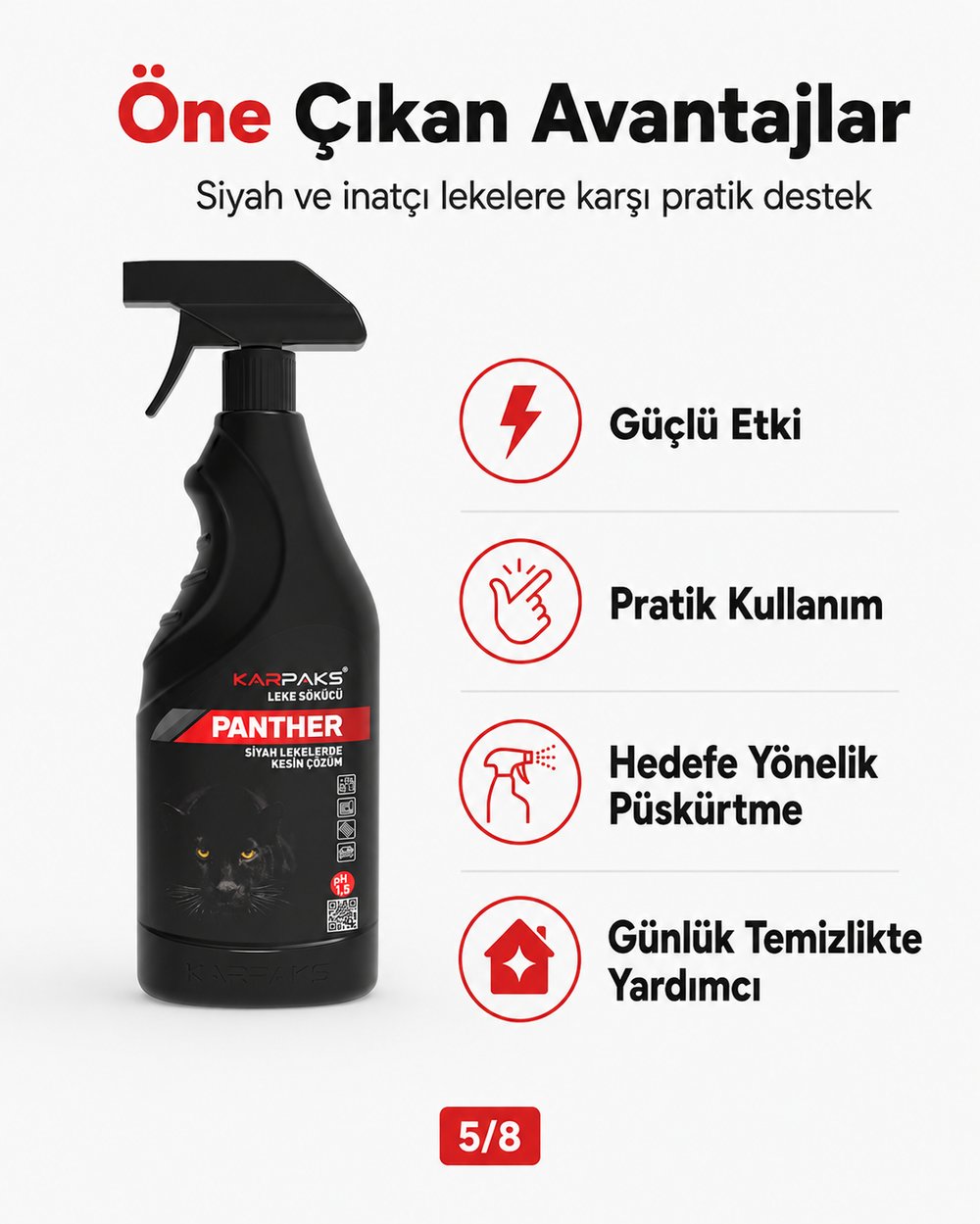 Karpaks Panther Siyah Leke Sökücü Sprey 750 ml Halı Koltuk Kumaş Araç İçi Döşeme Leke Temizleyici