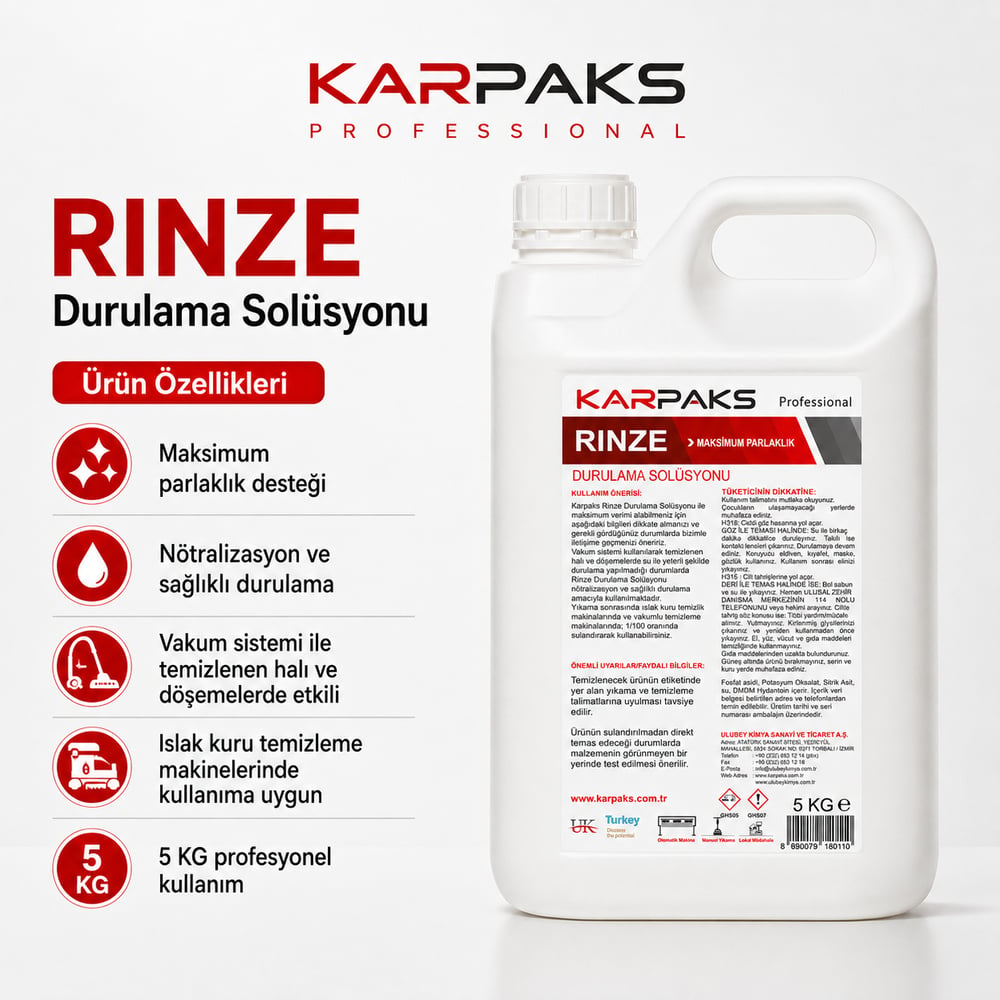 Karpaks Rinze Profesyonel Durulama Solüsyonu 5 KG – Nötralizasyon ve Parlaklık Desteği