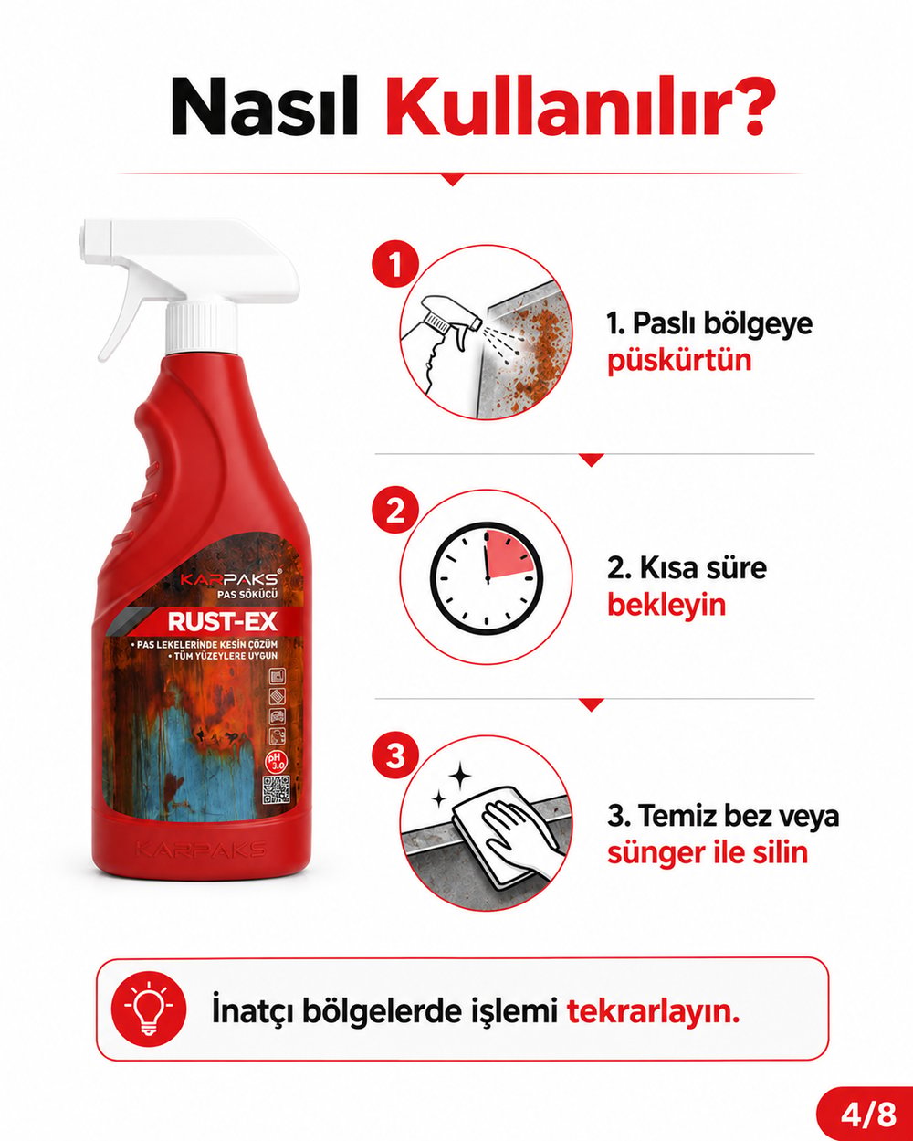 Karpaks Rust-Ex Halı Kumaş Pas Lekesi Sökücü Sprey 750 ml Koltuk Döşeme Temizleyici