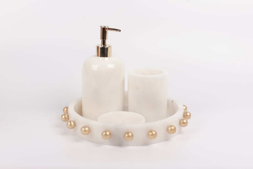 2İn Kabaralı 4 Lü Set Beyaz-Gold