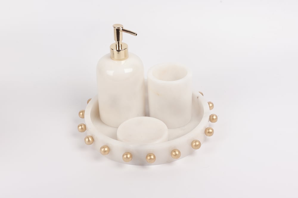 2İn Kabaralı 4 Lü Set Beyaz-Gold