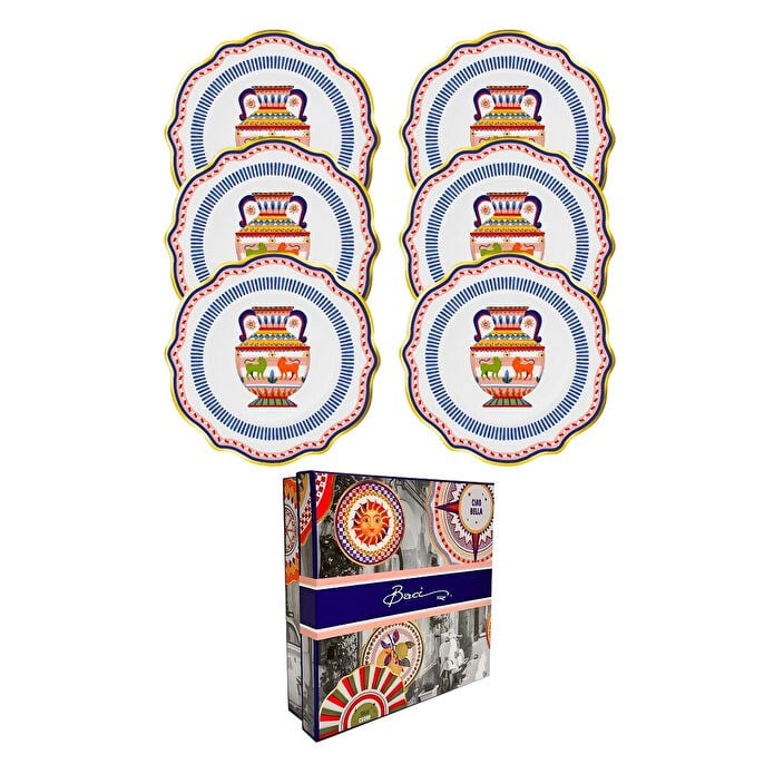 Bacı Milano Dolce Vita 6lı Amhora Pasta Tabağı 21 Cm Porselen