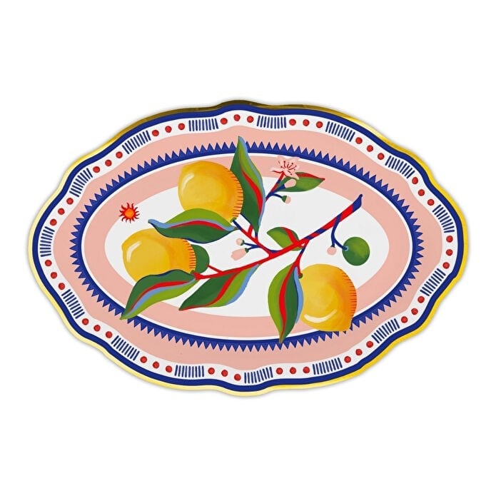 Bacı Milano Dolce Vita Limon Desenli Oval Servis Tabağı 30x21 Cm
