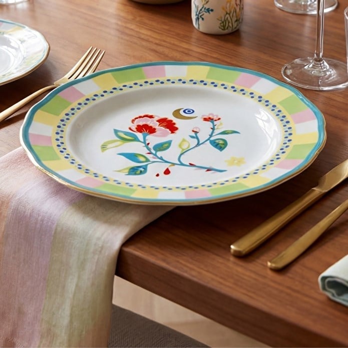 Bacı Milano Mamma Mia Karanfil Desenli Pasta Tabağı 22 Cm