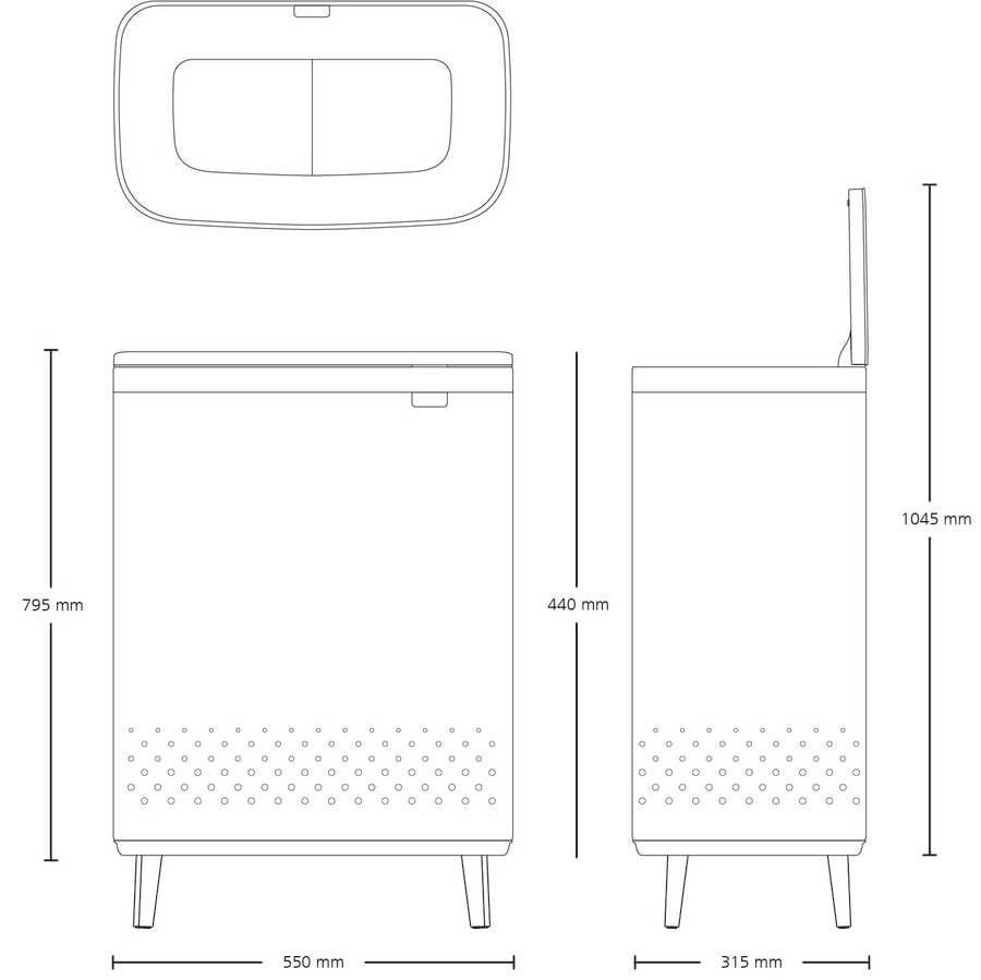 Bo Beyaz Plastik Kapaklı Çamaşır Sepeti 2x45l