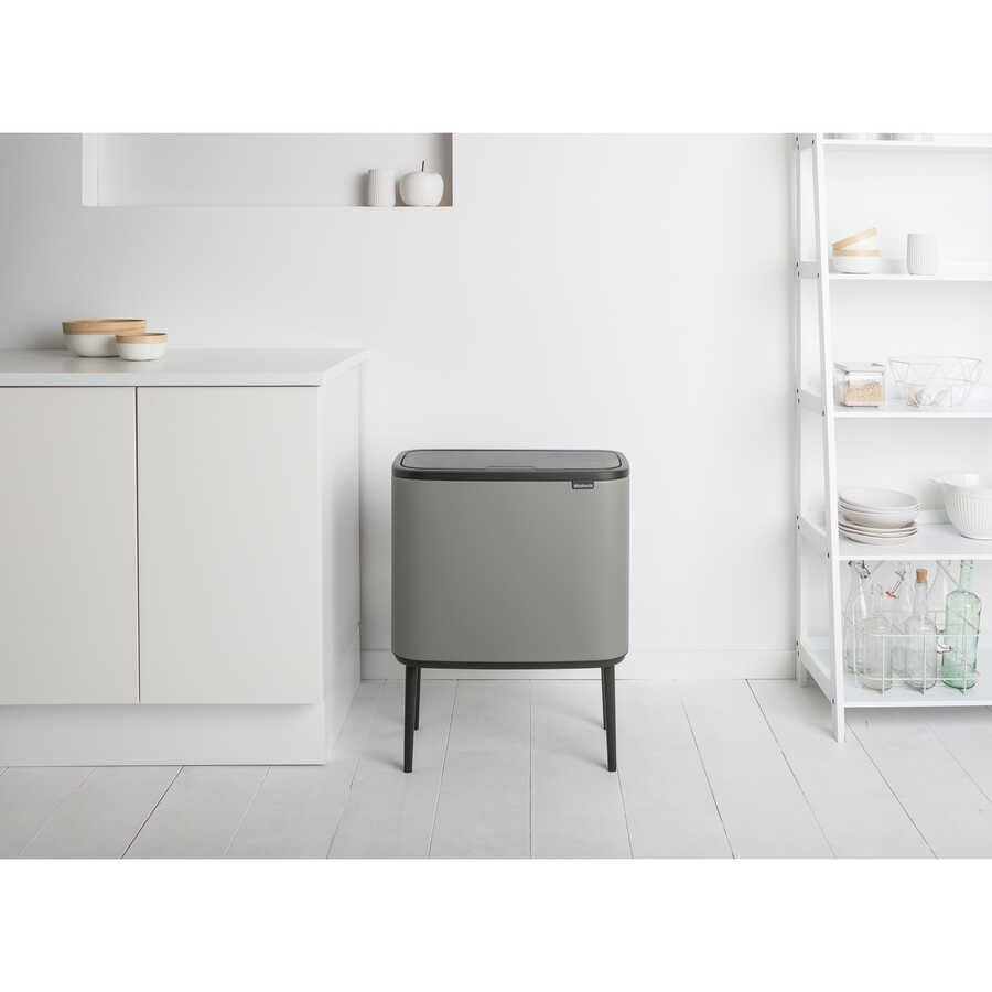 Bo Mıneral Concrete Grey Dokunmatik Çöp Kutusu 36l