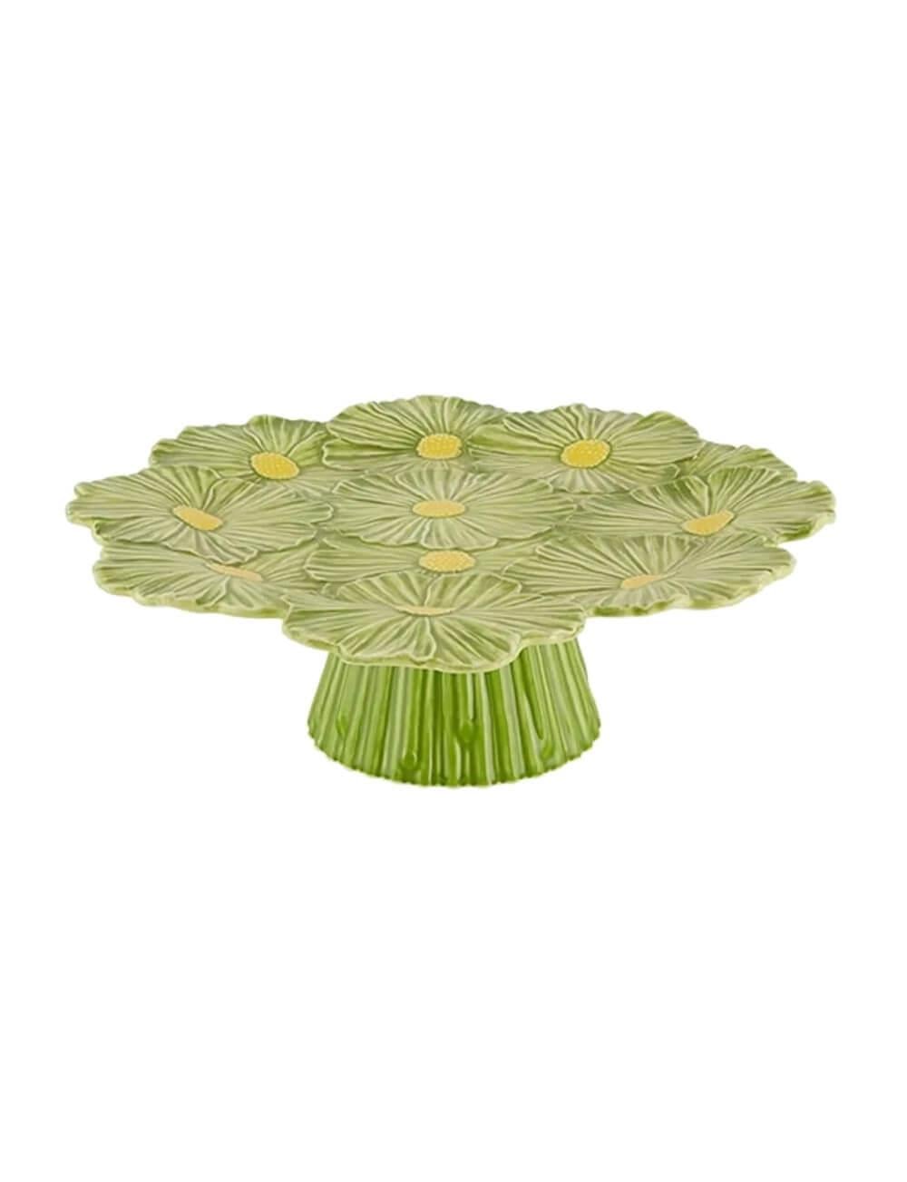 BRD Maria Flor Çiçekli Yeşil Kek Standı 37 cm