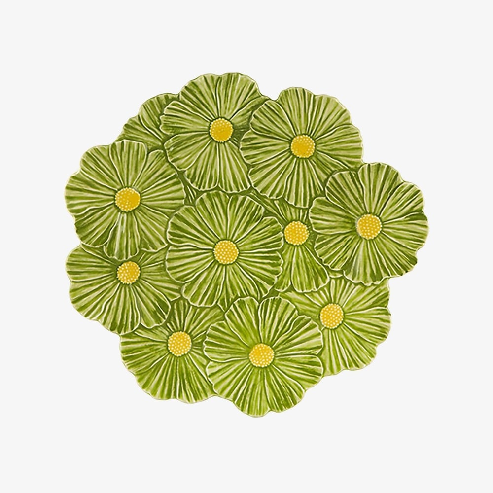 Brd Maria Flor Çiçekli Yeşil Servis Tabağı 37 Cm