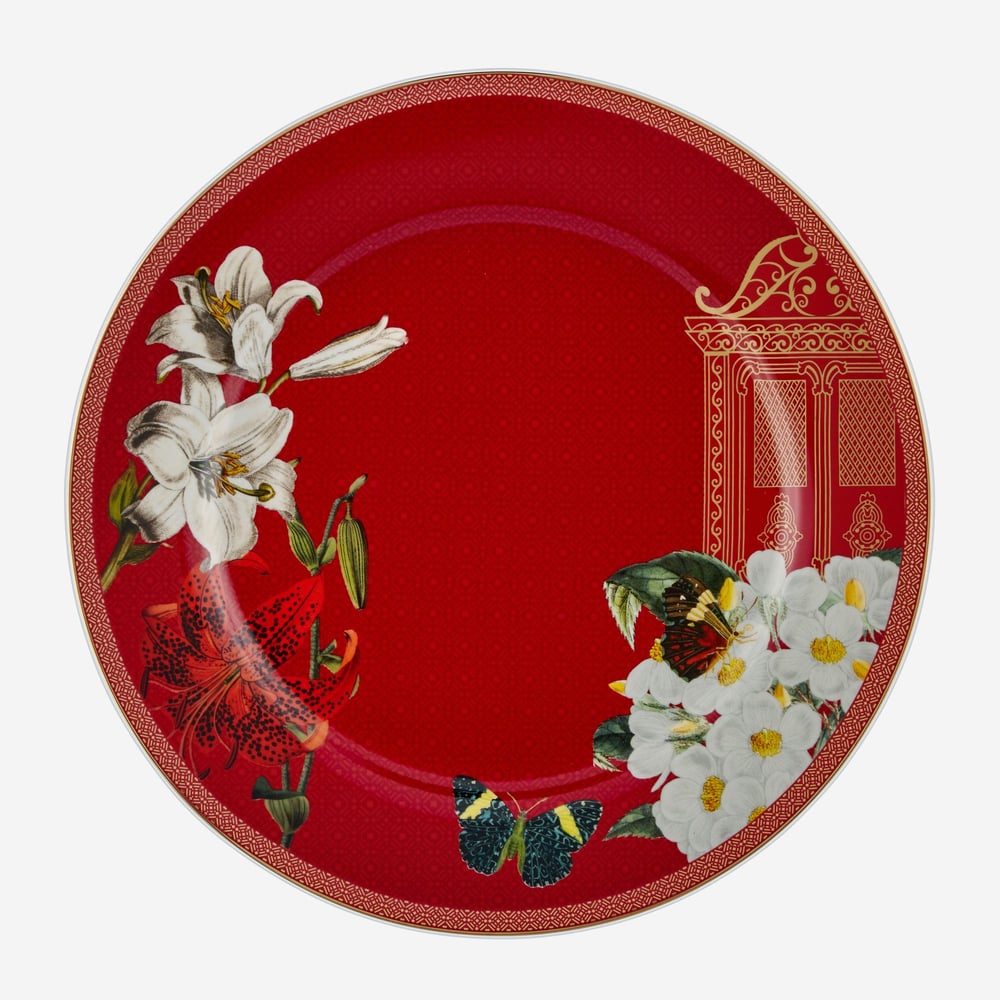 CHIARA ALESSI BUTTERFLY WALLEY KIRMIZI SERVİS TABAĞI 26 CM