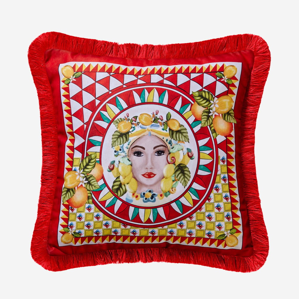 CHIARA ALESSI Kırmızı Kadife Dekoratif Yastık 45X45 Cm