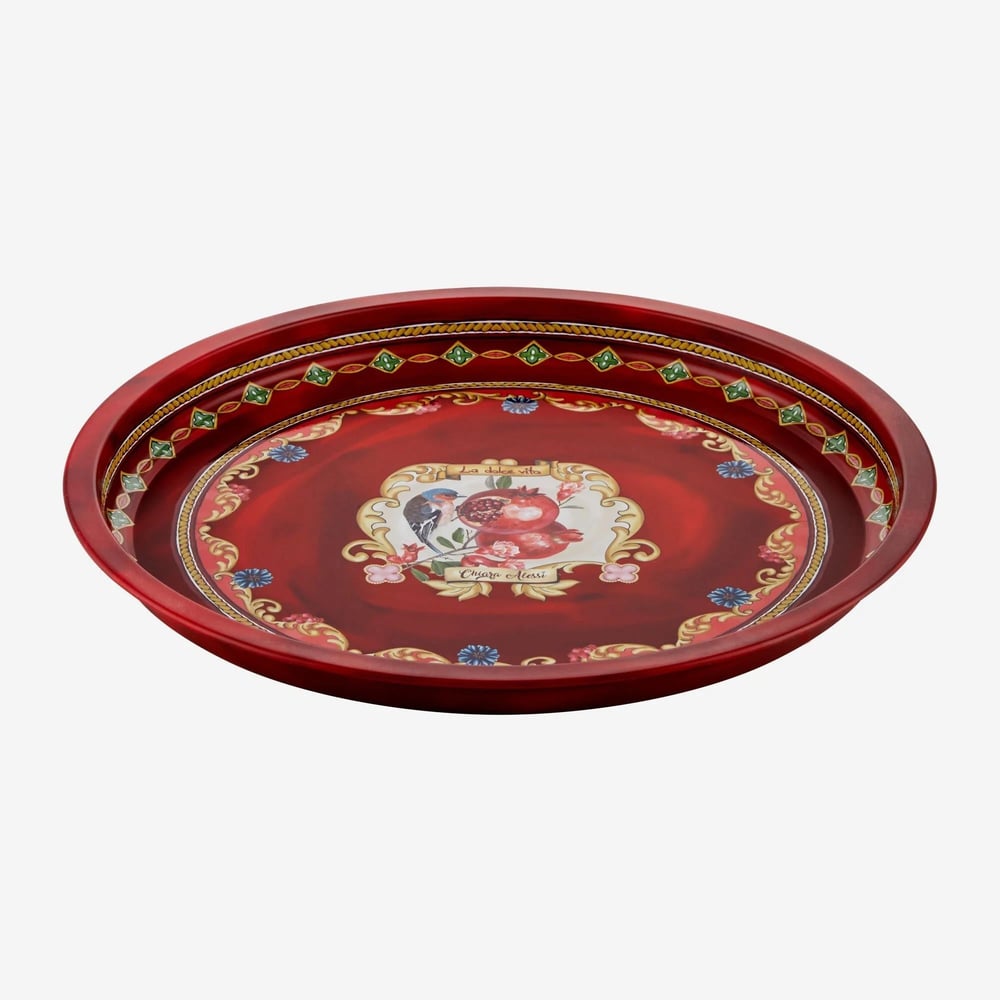 Chiara Alessi Kırmızı Metal Tepsi 34 Cm Dolce Vita Collection