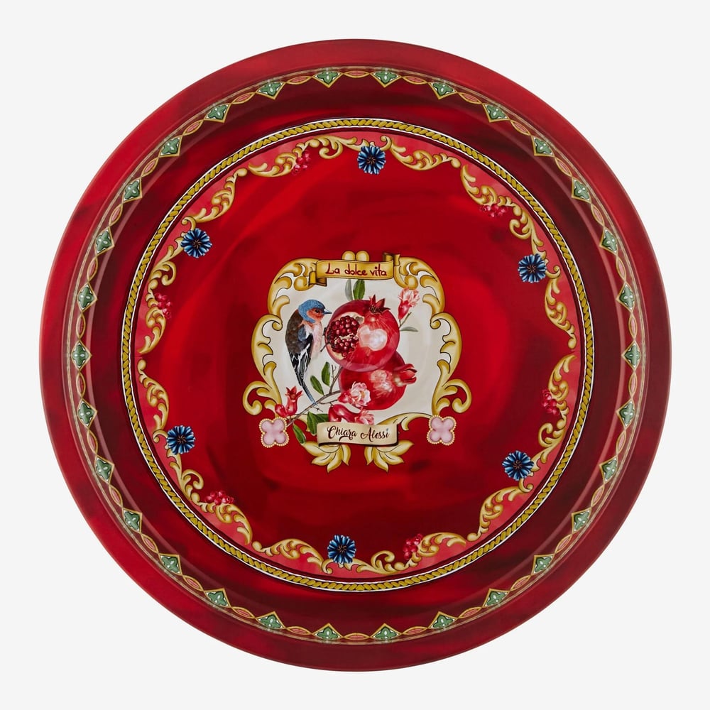 Chiara Alessi Kırmızı Metal Tepsi 34 Cm Dolce Vita Collection