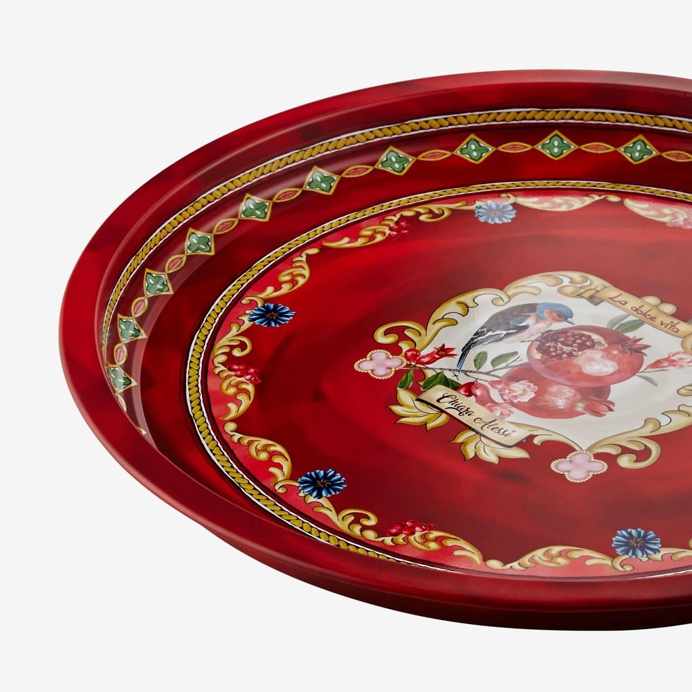 Chiara Alessi Kırmızı Metal Tepsi 34 Cm Dolce Vita Collection