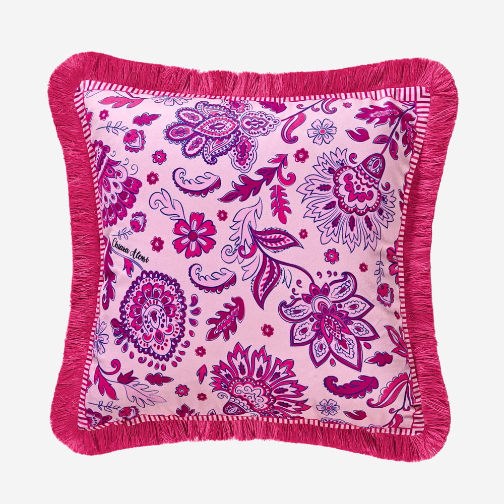 CHIARA ALESSI LILIY COLLECTION  PEMBE KADİFE DEKORATİF YASTIK 45*45 CM