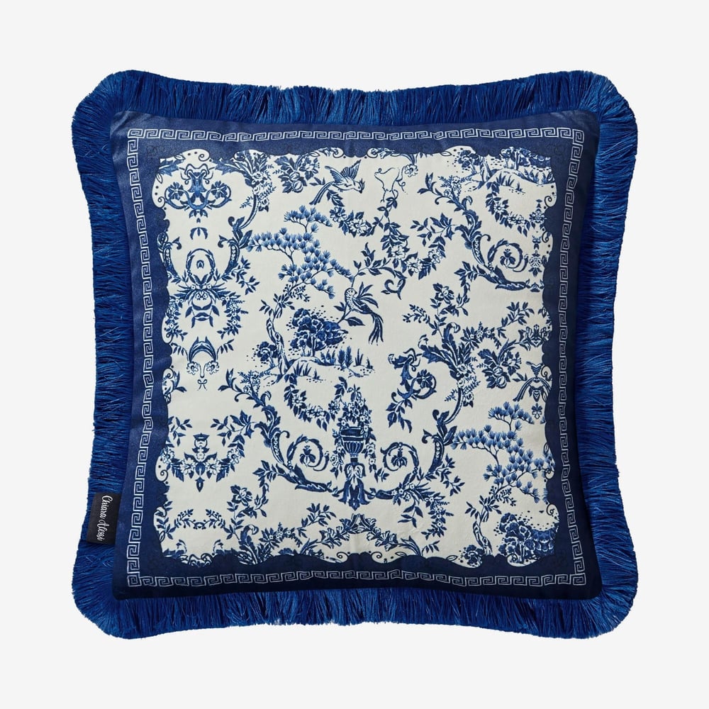 Chiara Alessi Mavi Kadife Dekoratif Yastık 45X45 Cm