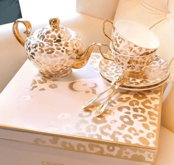 Crıstına Re Luxury Louis Leopard Two Cup Teaset-limited Edition