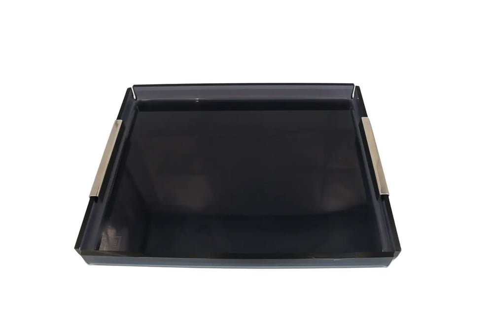 Esra Turan Gümüş Detaylı Küçük Boy Siyah Tepsi