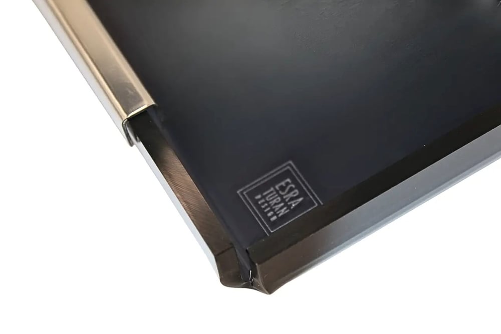 Esra Turan Gümüş Detaylı Küçük Boy Siyah Tepsi