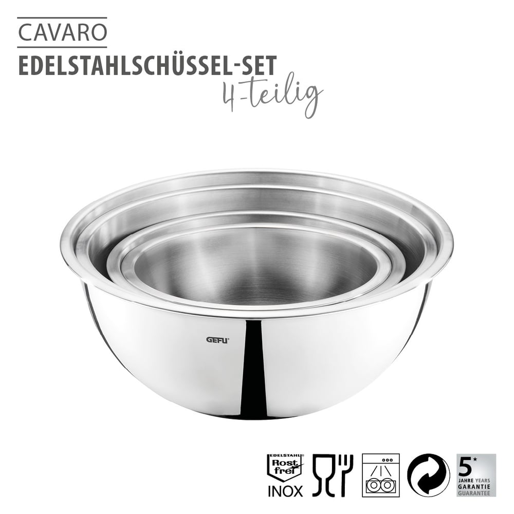 Gefu Cavaro Paslanmaz Çelik Kase Seti 4 Parça 1 L - 1,5 L - 2,7 L - 3,5 L