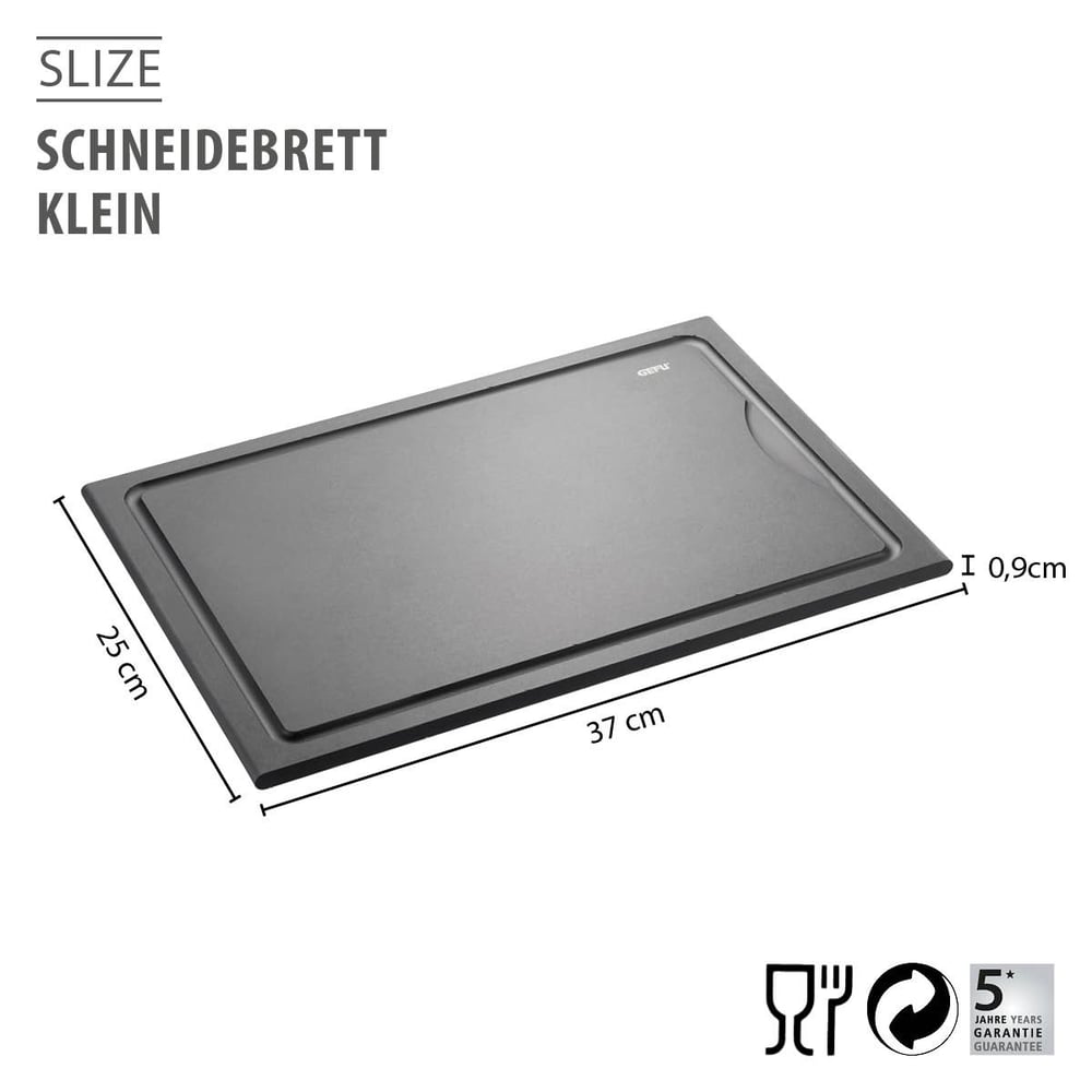 Gefu Slıze Orta Boy Kesme Tahtası, Siyah Renk 37x25x0,9 Cm