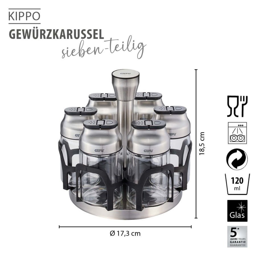 Kıppo Döner Baharatlık 7 Parça Paslanmaz Çelik 120 Ml