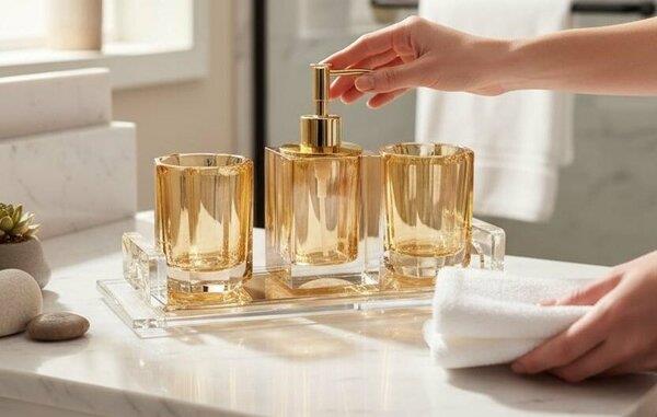 KRİSTAL 4 PRÇ.BANYO SETİ GOLD